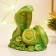 Figure "Snake on money with a barrel" Green with gilding, 6x6x5cm