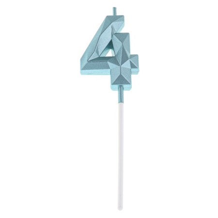 Candle in the cake on the skewer "Almaz", the number "4", blue, 4.8x2.6 cm-5