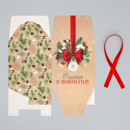 Folding box "Happiness in the New Year", cotton, 18 x 18 x 18 cm, New Year-6