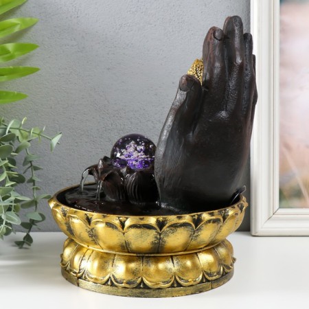 The desktop fountain from the network, the backlight "Golden Ganesha in the palms" 21x21x28 cm-3