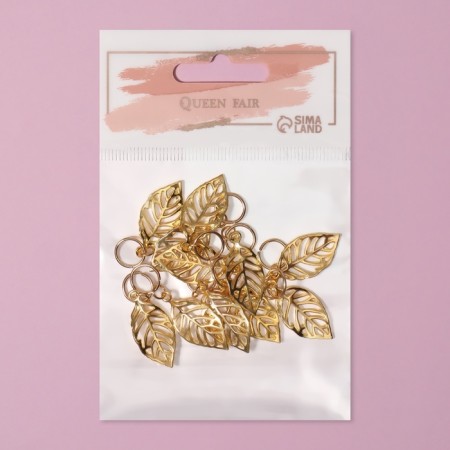 Hair piercing "Leaflets", 3.9 × 1.4 cm, 10 pcs, Golden color-5
