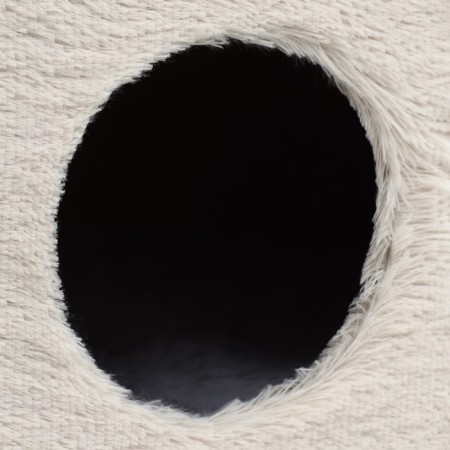 A house for cats with a claw, with an oval shelf, 54 x 34 x 80 cm, fluffy fur, jute, gray-6