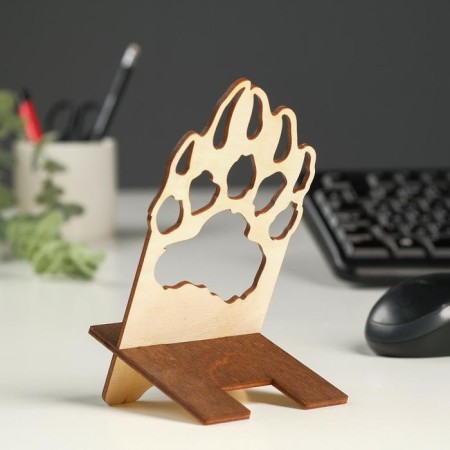 Standing for the phone "Paw", 15x8 cm, tree-2