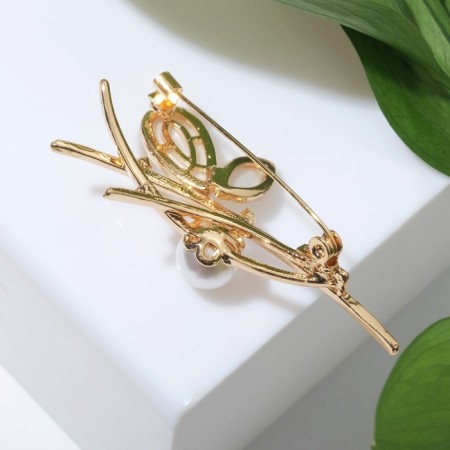 Book "Dragonfly" with bead, white color in gold-1