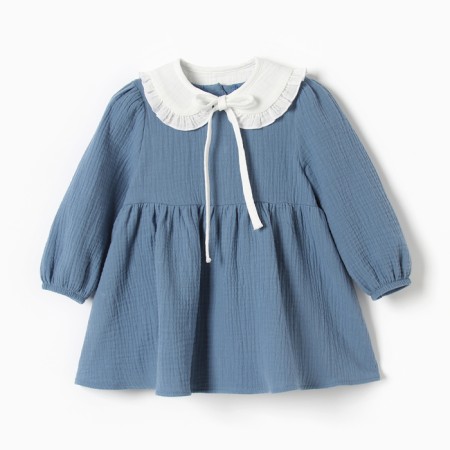 Dress with collar crumb I am Muslin, 86-92, dark blue