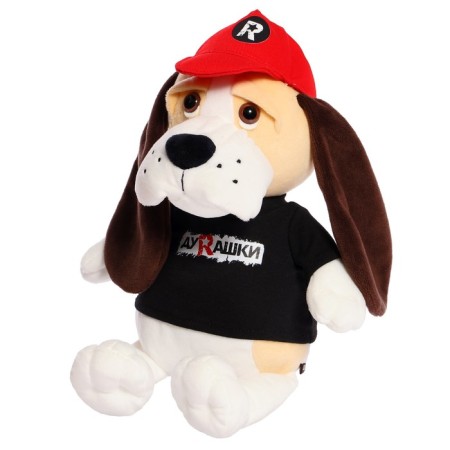 Soft toy "Basset Hound in a baseball cap", 23 cm-1