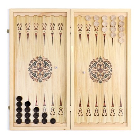 Wooden backgammon large, with “sea” checkers, board game, 60 x 60 cm, mix-1