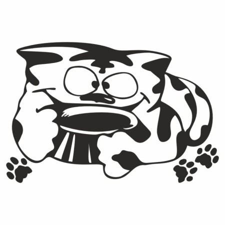 Fuel and Medhizer sticker "AI-92", cat with a bowl, Plotter, black, 150 x 100 mm 100 mm