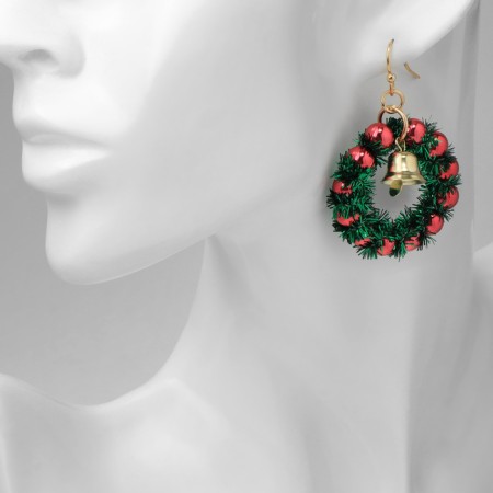 New Year! Earrings "New Year" wreath, zylhen-red in gold-2
