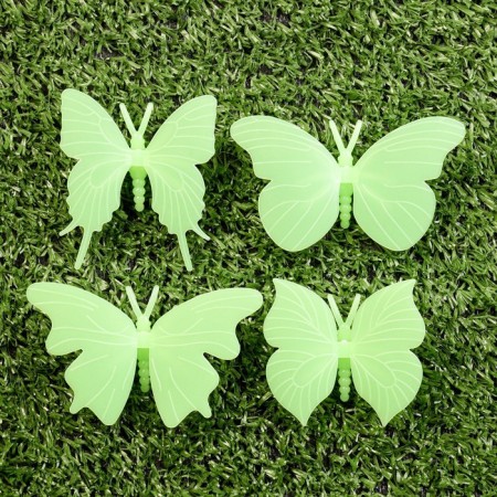 A set of luminous decor "butterflies" 6 pcs., Green, 7 × 5.5 × 5 cm, mix-3