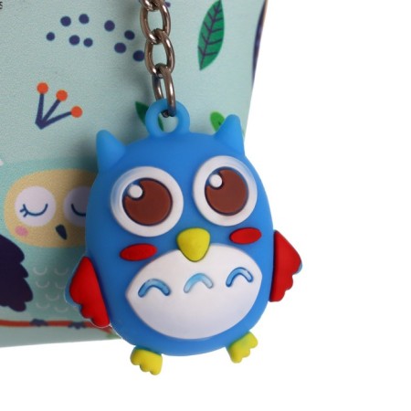 School pencil case with a zipper, with a suspension, "owl", mix-2
