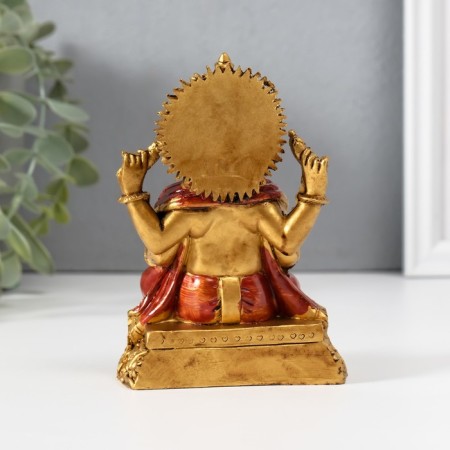 NECKE Polystone "Ganesha in red robes" 6.5x8.3x11.5 cm-3