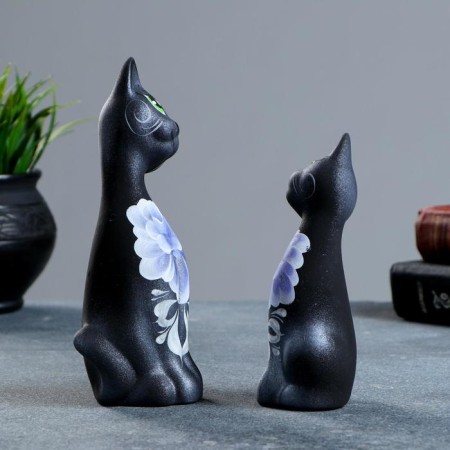 Figure "Love Cats Eared" 6x7x17cm Black/Silver (set 2pcs)-4