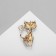 Brooch "cat" with a heart, black color in gold
