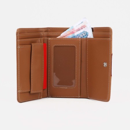 Women's wallet on the button, brown color-4