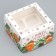 Folding box for 4 cupcakes with the window "Happy New Year", 16 x 16 x 10 cm, New Year