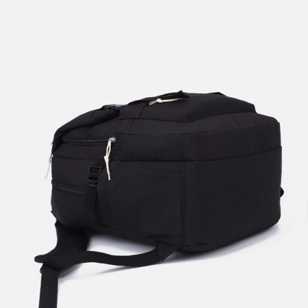A backpack with a zipper, 4 outer pockets, black color-2