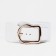 Women's belt, width 8 cm, elastic band, metal buckle, white color