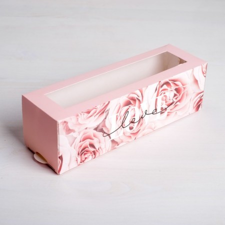 Box for Makarun, confectionery packaging "Love", 18 x 5.5 x 5.5 cm