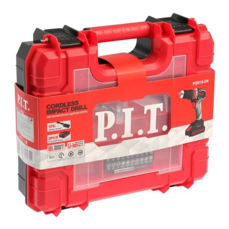 Drill-shuruvret P.I.T. PSR18-D4, Brightless, shock, 20 V, 2x1.5 Ach, Li-Lon, 40 Nm, case-9