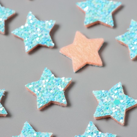 Decor for the creativity of the felt shine "Zvezda" Blue 2x2 cm