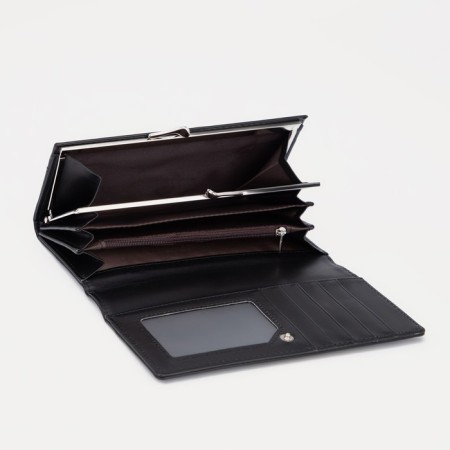 Women's wallet on the button, black color-2