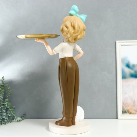 Souvenir Polystone stand "Girl with a blue bow and a cat" D = 26 cm 76x27x35 cm-6
