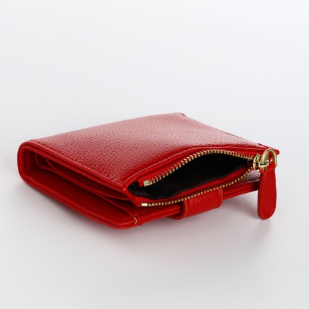 Women's wallet on the button, red color-3