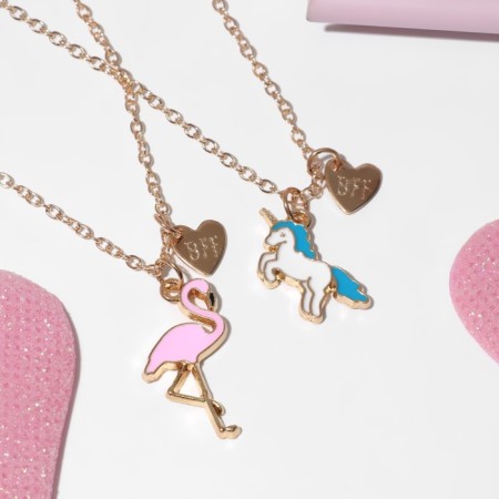 Kuulons Demetrons “Chosenka” Flamingo and Unicorn, 2 chains, colored in gold-1