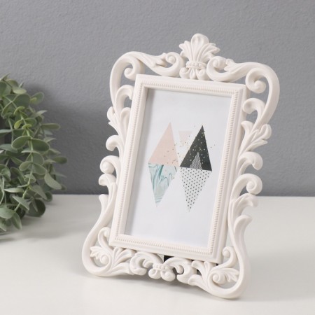Photo frame plastic 10x15 cm "Heraldic lily" White 23.5x17.5 cm-1
