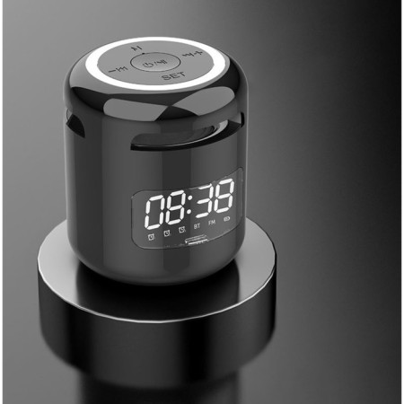 Clock - Electronic desk alarm clock: column, Bluetooth, TF card, 7.6 x 8.8 cm, USB