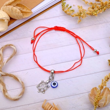 Bracelet-reinforcing "red thread" an eye and a turtle, the color is blue with black silver, d = 7 cm-1