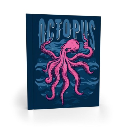 Notebook A6, 80 sheets in the Pink Osminog cage, integral cover, selective UV varnish, metal film, block 65g/m2