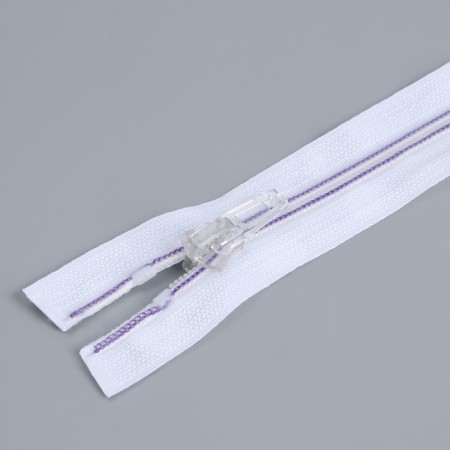 Lightning "Spiral", No. 5, detachable, automatic lock, 70 cm, white/lilac color-1