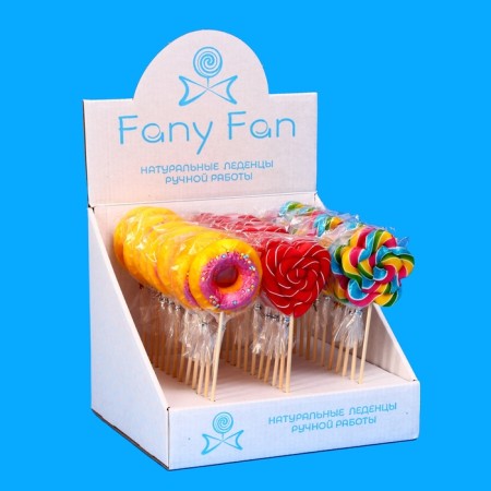 Caramel Lollice "Heart. Donut. Flower", raspberries, tutti-freighty, strawberries, 30 g