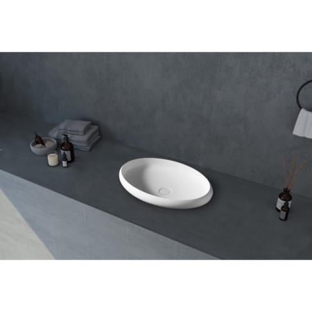 ABBER STEIN AS2614 sink, invoice, 600x400x110 mm, artificial stone, white-1