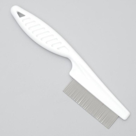 Comb with frequent teeth, 18 cm, plastic pen, white-3