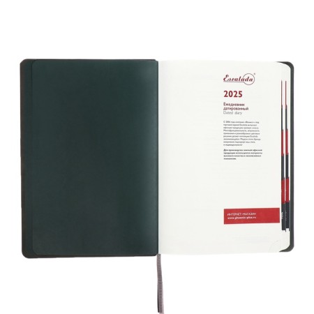 Dated 2025 diary, Escalada, A4, 120 sheets, soft cover, artificial skin, foil embossing, liesse, block 70 g/m2, green block-4