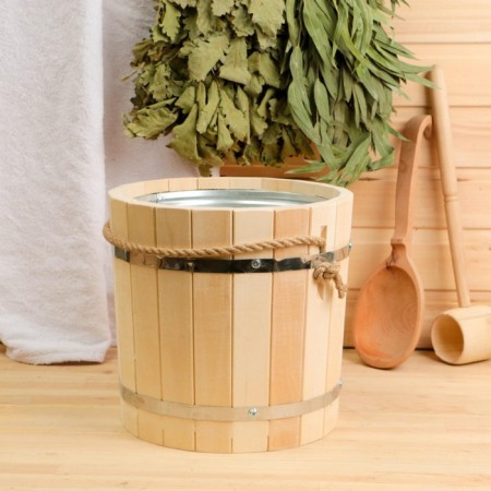 A bucket of linden, 10l, galvanized insert, handle-Vervka, "Dobroparov"-1