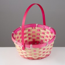 Wicker basket, 21 x 21 x 10/24 cm, bamboo, pink