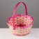 Wicker basket, 21 x 21 x 10/24 cm, bamboo, pink