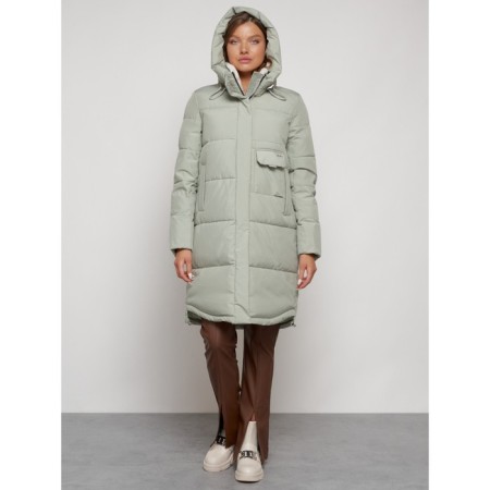 Coat insulated winter female, size 44, color light green-4