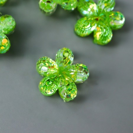 Decor for creativity Plastic "Green Flower" Purvalum 1.2x1.2 cm