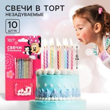 Set of candles untouched for a cake, 10 pcs, Minnie Mouse