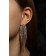 Hanging earrings with “comet” rhinestones, white color in gold, 8.5 cm