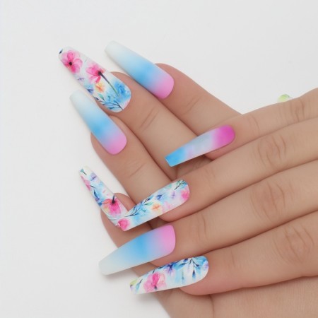 Pauls “gradient”, 12 pcs, with adhesive plates, ballerina shape, blue/pink/white color-7