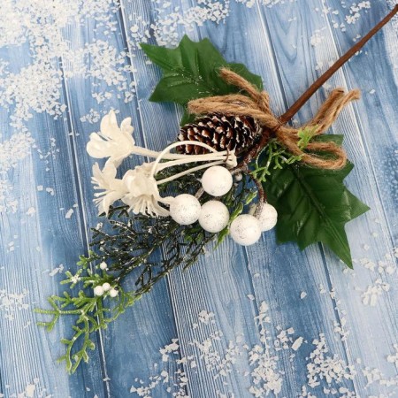 Decor "Winter Magic" bumpy white berries Flowers 24 cm