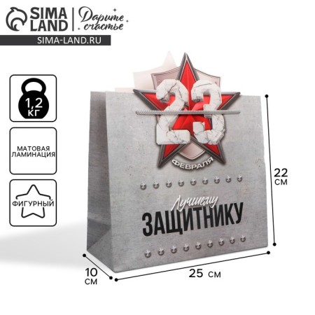 Gift package, packaging, “best defender”, 25 x 26 x 10 cm