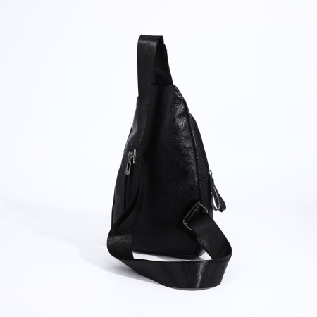 Male sling bag, artificial leather, black color-2
