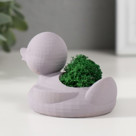 Kashpo concrete "duck" 6x8x5.5 cm gray with moss (moss green stabilized)-2